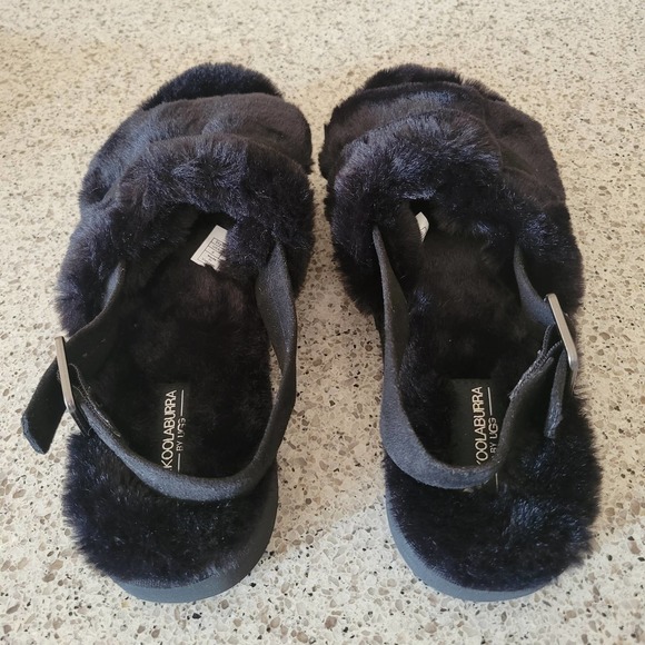 Koolaburra by UGG Fuzz'd Out Womens Slingback Sandals Black NWOT✨️sz 8 - Picture 3 of 13